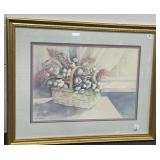 BASKET OF FLOWERS - PRINT BY T.S. LEEPER - FRAMED