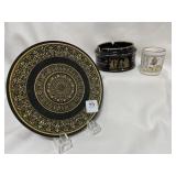 GREEK 7" PLATE, ASHTRAY AND TOOTHPICK HOLDER -