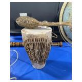 MINITURE DRUM WITH HIDE HEAD AND NATURAL HERB