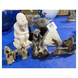 7 ASSORTED FIGURINES: CHINESE MUD MEN, GREEK
