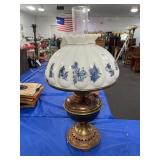 ROYAL OIL LAMP WITH PAINTED MILK GLASS SHADE
