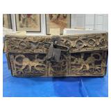 17TH CENTURY SMALL LEATHER TRUNK (APPLIQUE) -