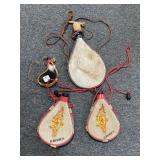 4 WATER FLASKS - ONE IS A MINIATURE & IS A W