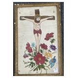 CROSS STITCH "CHRIST ON THE CROSS" FRAMED ART -