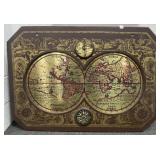 WOOD AND BRASS "FLAT GLOBE" - 30" X 43"