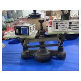 CAST IRON BALANCE SCALE W/2 MONT BLANC INK WELLS