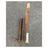 WOODEN NIGHT STICK AND MACHETE (BROKEN TIP)