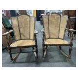 WOVEN SEAT AND BACK ANTIQUE ROCKING CHAIR -