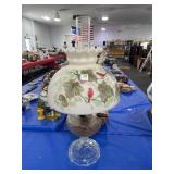 ALADDIN ANTIQUE GLASS OIL LAMP WITH PAINTED RED