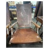 PAZMINO DESIGN LEATHER AND WOOD FOLDING CHAIR