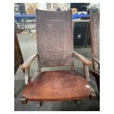 PAZMINO DESIGN LEATHER AND WOOD FOLDING CHAIR