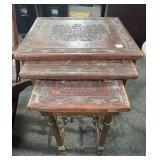 SOUTH AMERICAN DESIGN - LEATHER TOP - NEST OF TABL