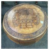 SOUTH AMERICAN DESIGN 21" LEATHER OTTOMAN