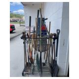 PORTABLE CLOTHES RACK WITH YARD TOOLS -