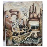 "DEATH" BY G. SKOTEINOS - SIGNED IN GREEK - OIL -