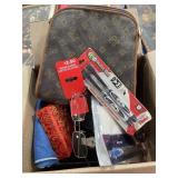 HOUSEHOLD ITEMS: FLOWER FROG, PENCIL BOX, ETC.