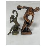 BRONZE STATUE "DISCOBOL" AND "AMICALEMENT A MADAME