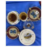 BOHEMIAN GLASS ASHTRAY W/3 1/2" CIGARETTE HOLDER