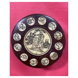 CHINESE INLAID WOOD BOX COMPASS