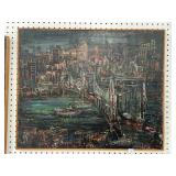 "BROOKLYN BRIDGE" BY EMILE JOHN HESS - OIL -