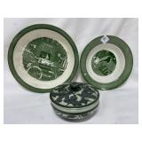 COLONIAL HOMESTEAD PIE PLATE AND SOUP BOWL WITH