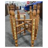 6 LEG INLAID TRAY STAND - MISSING SOME INLAY