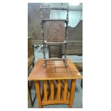 WOOD END TABLE 22" X 22" X 11" AND SMOKING STAND
