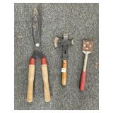 HEDGE TRIMMER, ROOFING HAMMER AND SCRAPER