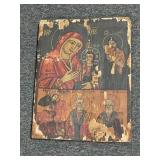 GREEK BYZANTINE ICON - 18TH CENTURY WOOD W/EGG