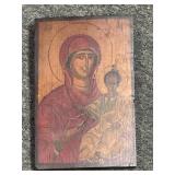 "MADONNA AND CHILD" WOOD ICON - 6" X 9"