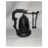 ASIAN DESING CAST IRON BELL ON TABLE STAND