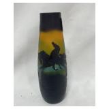 8" PAINTED ART GLASS VASE - MADE IN CHINA