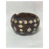 3" ANCIENT PYROGRAPHY GOURD BOWL WITH  SHELL