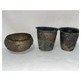 3 DAMAGED METAL BOWLS - SOUTH AMERICAN
