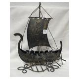 METAL VIKINGS SHIP - 18" HIGH X 15" LONG