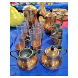 COPPER: MEASURES, TEA POT, COFFEE POT, ETC..