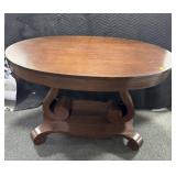 EMPIRE MAHOGANY ONE DRAWER OVAL TABLE -.