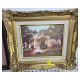 PINK MANSION PRINT ON BOARD - ARTIST SIGNED.