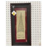 FABRIC CHRISTMAS TREE - FRAMED - 11" X 24"