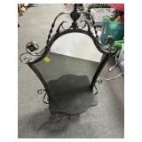 WALL MIRROR WITH SHELF - WROUGHT IRON.
