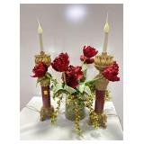 PAIR ELECTRIC CANDLE LAMPS AND ARTIFICIAL .