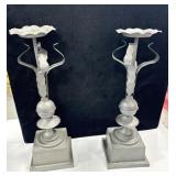 17" METAL PILLAR CANDLE HOLDERS.