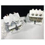 (2) THOMAS KINKAID LIGHTED VILLAGE HOUSES.