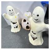 2 CERAMIC GHOSTS 25" AND CERAMIC PUMPKIN.