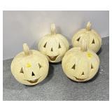 4 CERAMIC PUMPKINS. - SOME PAINT FLAKING