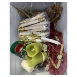 CHRISTMAS CANDLES, RIBBON, ETC.