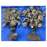 2 COMPOSITE FLORAL WALL HANGINGS - ONE HAS BEEN