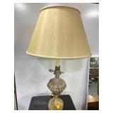 METAL - MARBLE BASE TABLE LAMP - 37" WITH SHADE.