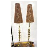 PAIR OF COMPOSITE BUFFET LAMPS WITH SHADES.