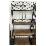 BAKER RACK - METAL WITH WOOD SHELVES.